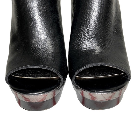 STEVE MADDEN | Mainst‎ Leather Peep Toe Booties Black Silver Snakeskin 6M - Picture 11 of 16